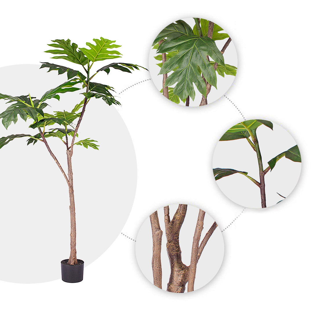 SOGA 150cm Artificial Natural Green Split-Leaf Philodendron Tree Fake Tropical Indoor Plant Home Office Decor - Cafe Supply