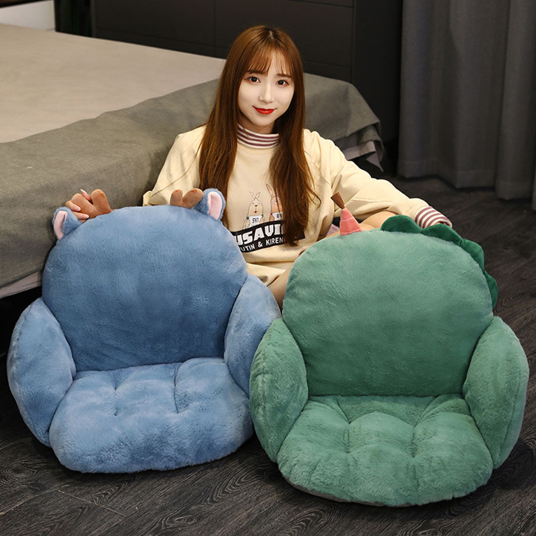 SOGA 2X Green Dino Shape Cushion Soft Leaning Bedside Pad Sedentary Plushie Pillow Home Decor - Cafe Supply