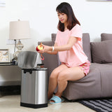 SOGA Foot Pedal Stainless Steel Rubbish Recycling Garbage Waste Trash Bin Rectangular Shape 12L Silver - Cafe Supply