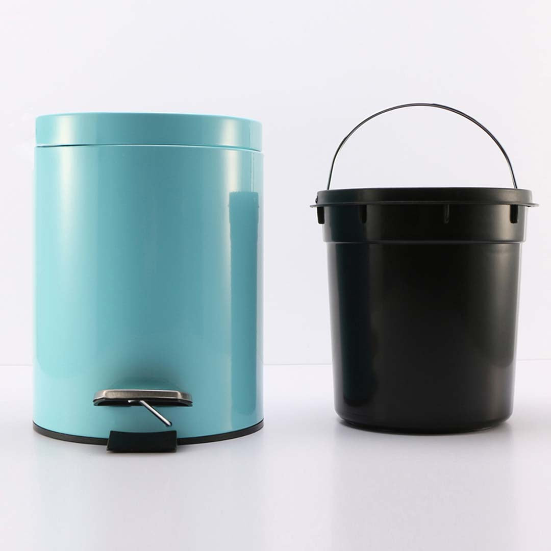 SOGA Foot Pedal Stainless Steel Rubbish Recycling Garbage Waste Trash Bin Round 7L Blue - Cafe Supply