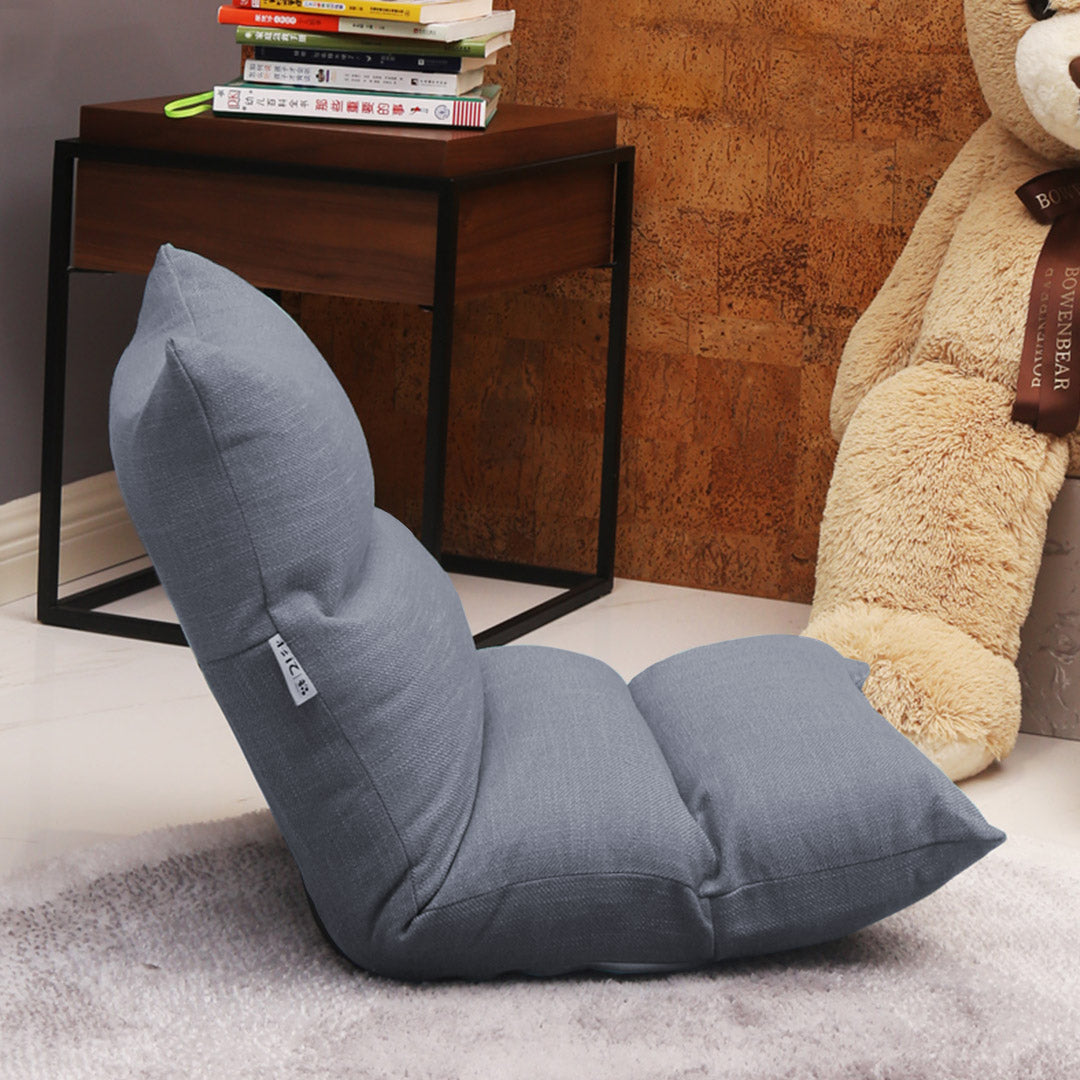 SOGA 4X Lounge Floor Recliner Adjustable Lazy Sofa Bed Folding Game Chair Grey - Cafe Supply
