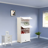 SOGA 5 Tier White Shoe Rack Organizer Sneaker Footwear Storage Stackable Stand Cabinet Portable Wardrobe with Cover - Cafe Supply