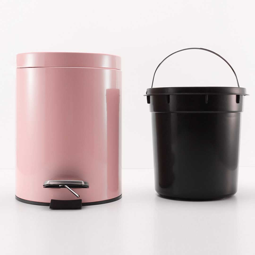 SOGA 2X 12L Foot Pedal Stainless Steel Rubbish Recycling Garbage Waste Trash Bin Round Pink - Cafe Supply
