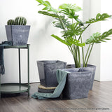 SOGA 27cm Weathered Grey Square Resin Plant Flower Pot in Cement Pattern Planter Cachepot for Indoor Home Office - Cafe Supply