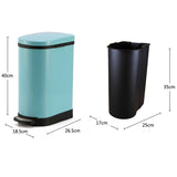 SOGA 2X 10L Foot Pedal Stainless Steel Rubbish Recycling Garbage Waste Trash Bin U Blue