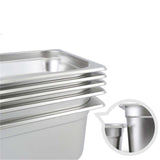 SOGA 4X Gastronorm GN Pan Full Size 1/1 GN Pan 10cm Deep Stainless Steel Tray With Lid - Cafe Supply