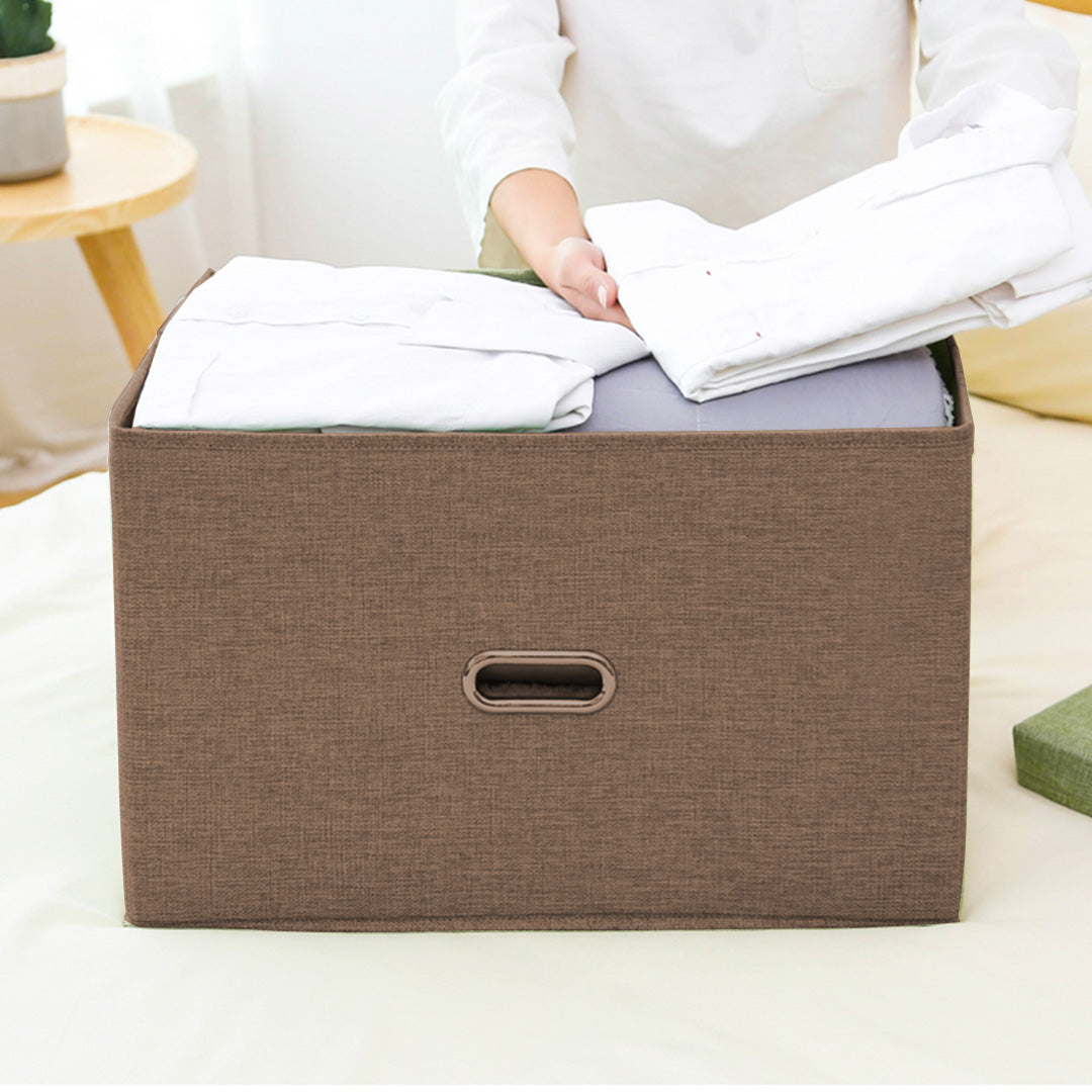 SOGA Coffee Large Foldable Canvas Storage Box Cube Clothes Basket Organiser Home Decorative Box - Cafe Supply