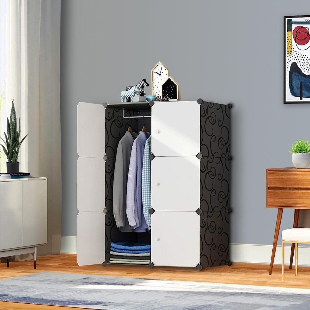 SOGA 3 Tier 6-Cube Portable Wardrobe Divide-Grid Modular Storage Organiser Foldable Closet - Cafe Supply