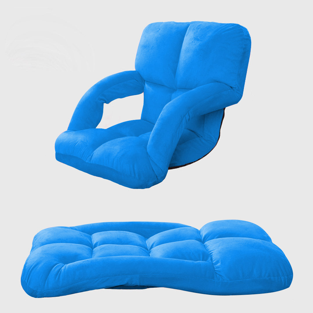 SOGA Foldable Lounge Cushion Adjustable Floor Lazy Recliner Chair with Armrest Blue - Cafe Supply