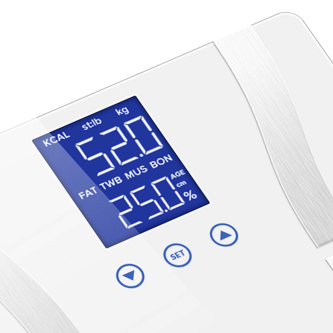 Glass LCD Digital Body Fat Scale Bathroom Electronic Gym Water Weighing Scales White