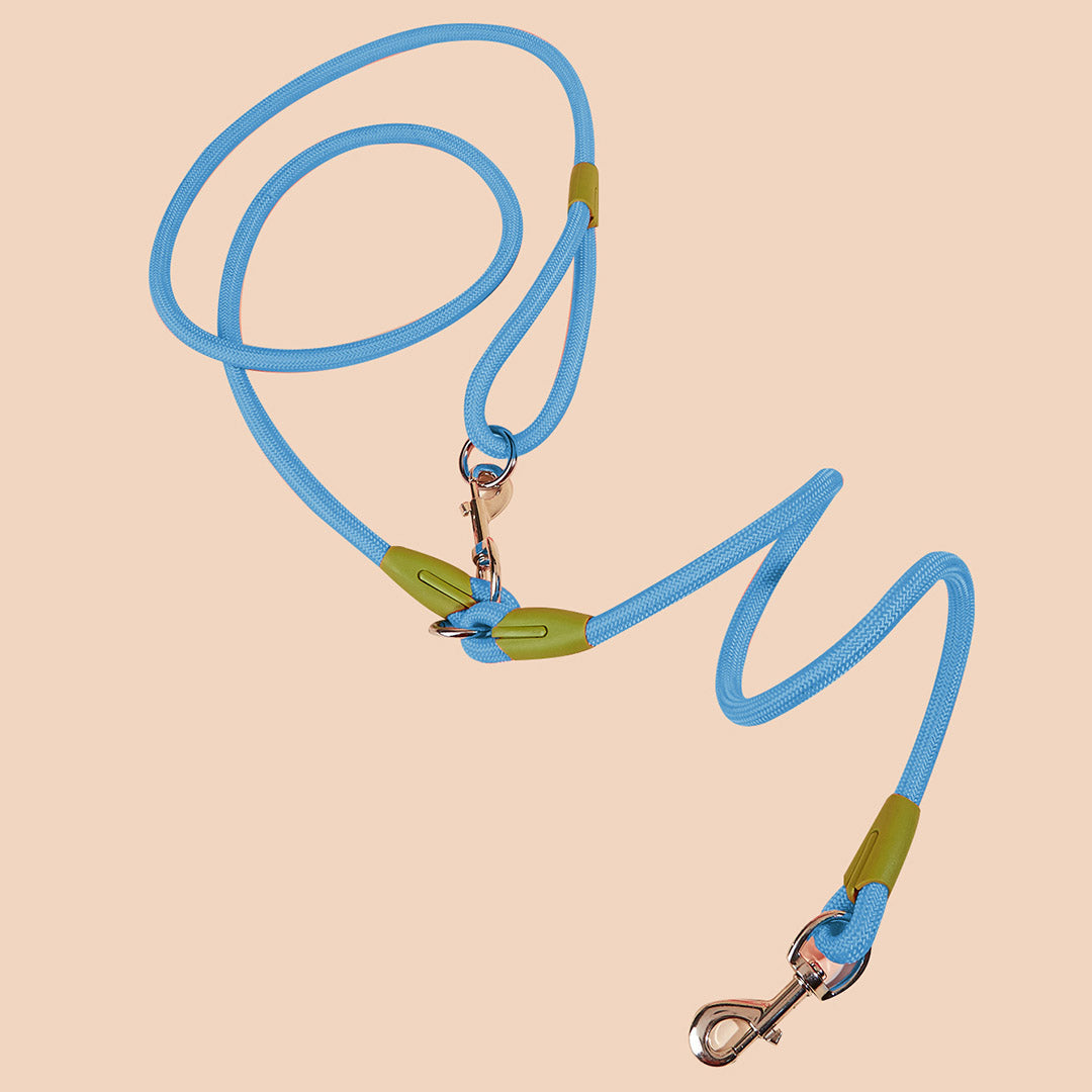 SOGA 2X 220cm Multifunction Hands-Free Rope Pet Cat Dog Puppy Double Ended Leash for Walking Training Tracking Obedience Blue - Cafe Supply