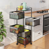 SOGA 5 Tier Steel Square Rotating Kitchen Cart Multi-Functional Shelves Portable Storage Organizer with Wheels - Cafe Supply