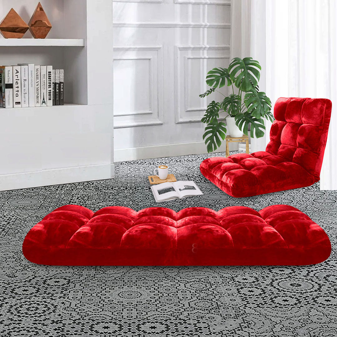 SOGA 4X Floor Recliner Folding Lounge Sofa Futon Couch Folding Chair Cushion Red - Cafe Supply