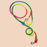 SOGA 2X 220cm Multifunction Hands-Free Rope Pet Cat Dog Puppy Double Ended Leash for Walking Training Tracking Obedience Rainbow - Cafe Supply
