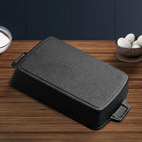 SOGA 2X 33cm Cast Iron Rectangle Bread Cake Baking Dish Lasagna Roasting Pan - Cafe Supply