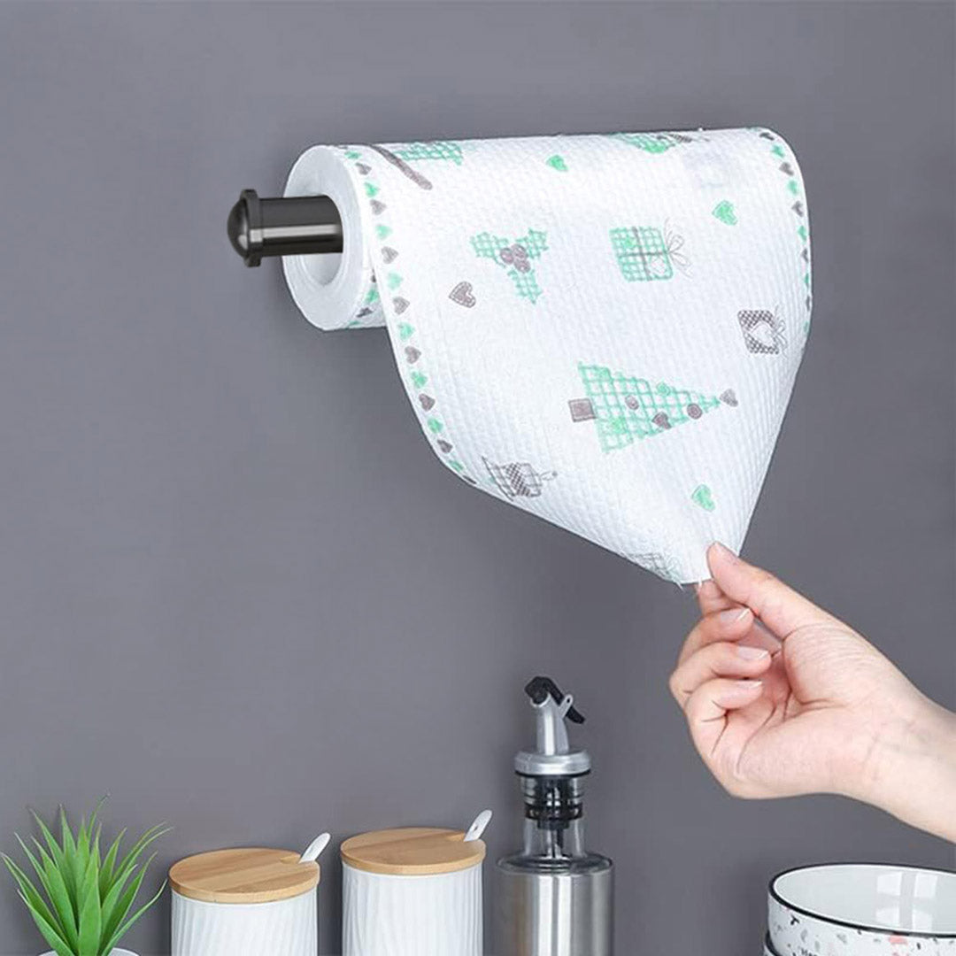 SOGA 2X Black Wall-Mounted Kitchen Roll Holder Organiser Space Saving Rack - Cafe Supply