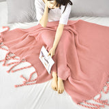 SOGA 2X Pink Tassel Fringe Knitting Blanket Warm Cozy Woven Cover Couch Bed Sofa Home Decor - Cafe Supply