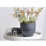 SOGA 2X 32cm Weathered Grey Round Resin Plant Flower Pot in Cement Pattern Planter Cachepot for Indoor Home Office - Cafe Supply