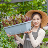 SOGA 49.5cm Blue Rectangular Planter Vegetable Herb Flower Outdoor Plastic Box with Holder Balcony Garden Decor Set of 4 - Cafe Supply
