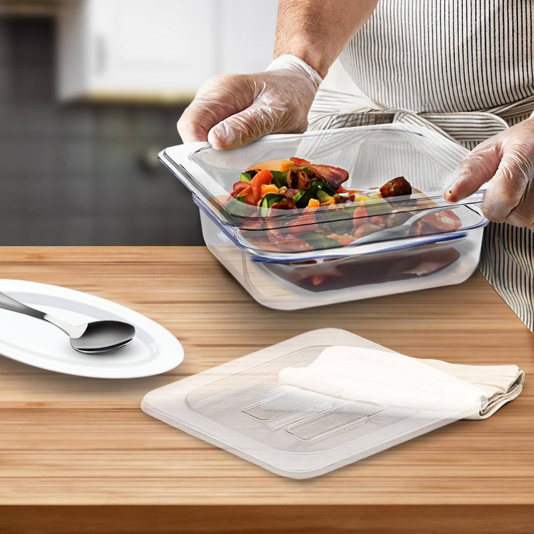 SOGA 65mm Clear Gastronorm GN Pan 1/6 Food Tray Storage Bundle of 4 with Lid - Cafe Supply