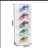 SOGA 2X 5 Tier Transparent Portable Shoe Organiser Sneaker Footwear Folding Plastic Bin Stackable Storage Box with Magnetic Door - Cafe Supply