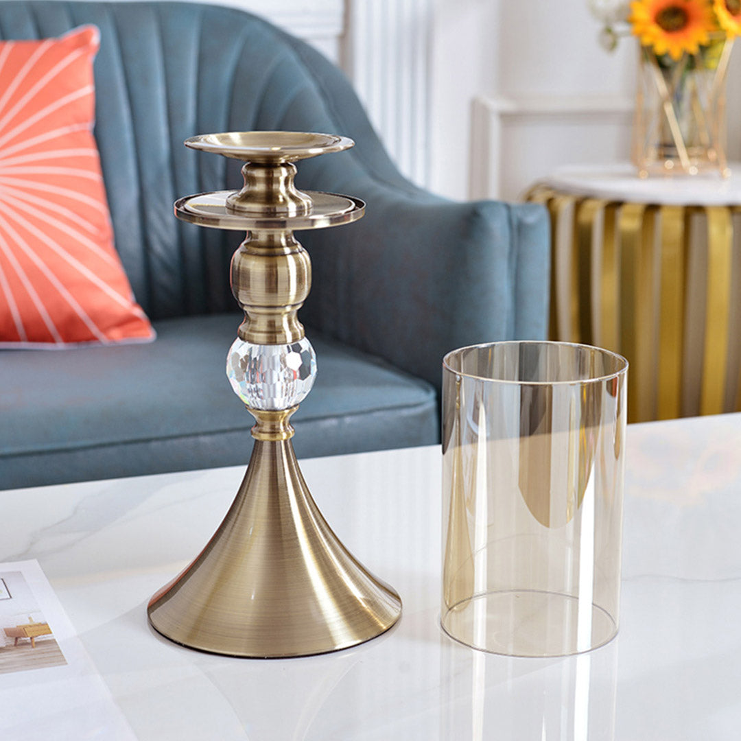 SOGA 43cm 38cm Glass Candle Holder Candle Stand Glass/Metal - Cafe Supply