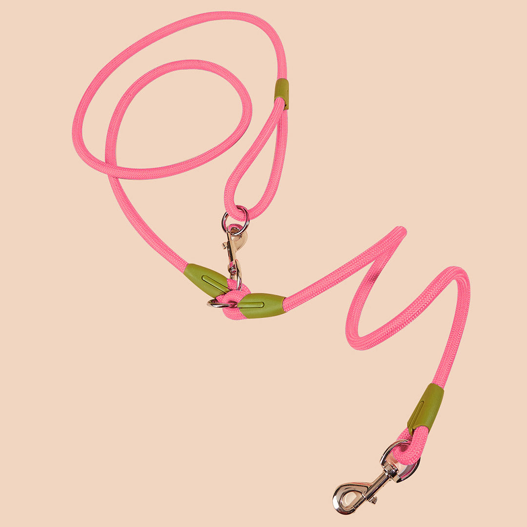 SOGA 2X 220cm Multifunction Hands-Free Rope Pet Cat Dog Puppy Double Ended Leash for Walking Training Tracking Obedience Pink - Cafe Supply