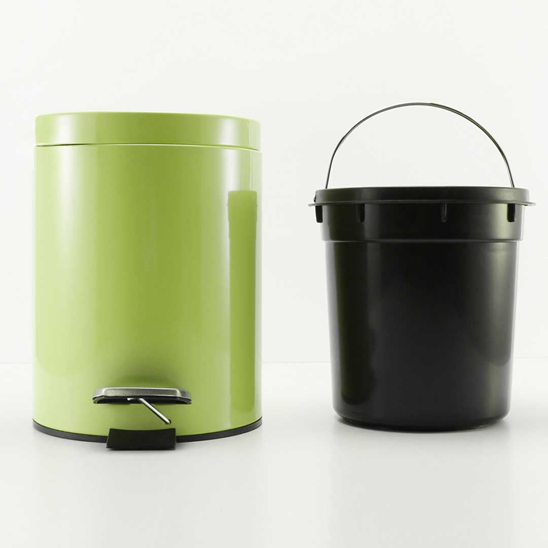 SOGA 2X 7L Foot Pedal Stainless Steel Rubbish Recycling Garbage Waste Trash Bin Round Green - Cafe Supply
