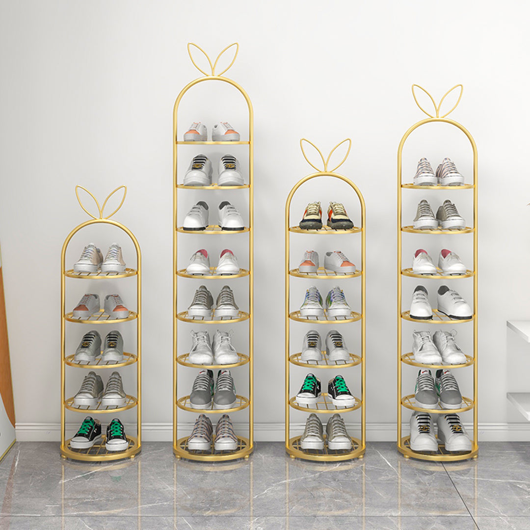 SOGA 2X 7 Tier Bunny Ears Shape  Gold Plated Metal Shoe Organizer Space Saving Portable Footwear Storage Shelf - Cafe Supply