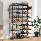 SOGA 2X 16-Shelf Tier Shoe Storage Shelf Space-Saving Caddy Rack Organiser with Side Hooks Black - Cafe Supply