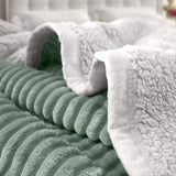 SOGA Light Green Throw Blanket Warm Cozy Double Sided Thick Flannel Coverlet Fleece Bed Sofa Comforter - Cafe Supply