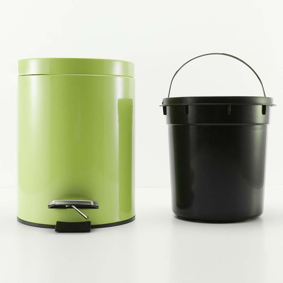SOGA Foot Pedal Stainless Steel Rubbish Recycling Garbage Waste Trash Bin Round 12L Green - Cafe Supply