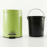 SOGA Foot Pedal Stainless Steel Rubbish Recycling Garbage Waste Trash Bin Round 12L Green - Cafe Supply