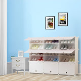 SOGA 5 Tier 3 Column White Shoe Rack Organizer Sneaker Footwear Storage Stackable Stand Cabinet Portable Wardrobe with Cover - Cafe Supply