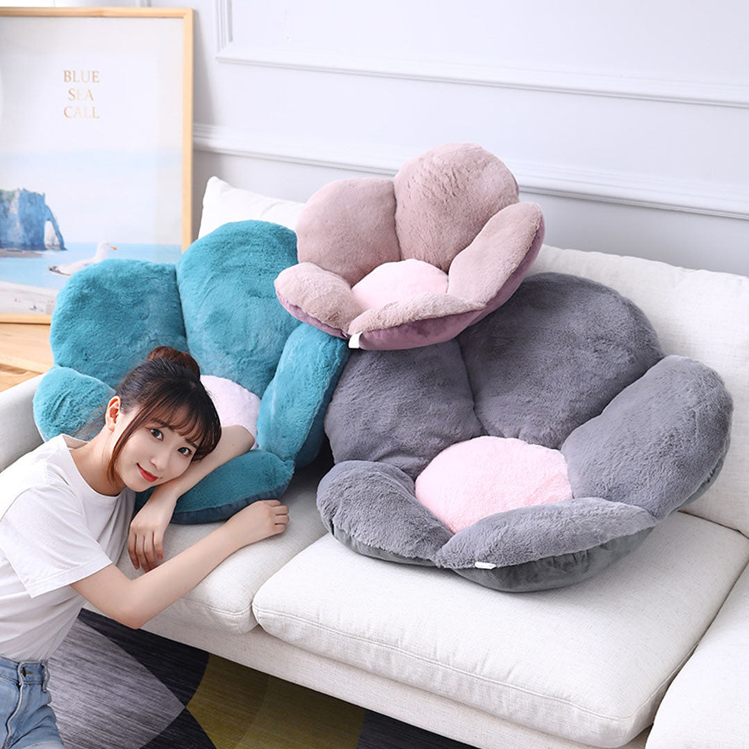 SOGA 2X Dark Gray Whimsical Big Flower Shape Cushion Soft Leaning Bedside Pad Floor Plush Pillow Home Decor - Cafe Supply
