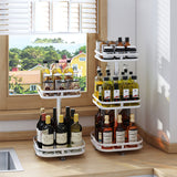SOGA 2X 3 Tier Steel White Square Rotating Multi-Function Kitchen Portable Storage Spice Seasoning Kitchen Countertop Organiser Shelf - Cafe Supply
