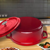 SOGA 2X Cast Iron 24cm Enamel Porcelain Stewpot Casserole Stew Cooking Pot With Lid Red - Cafe Supply