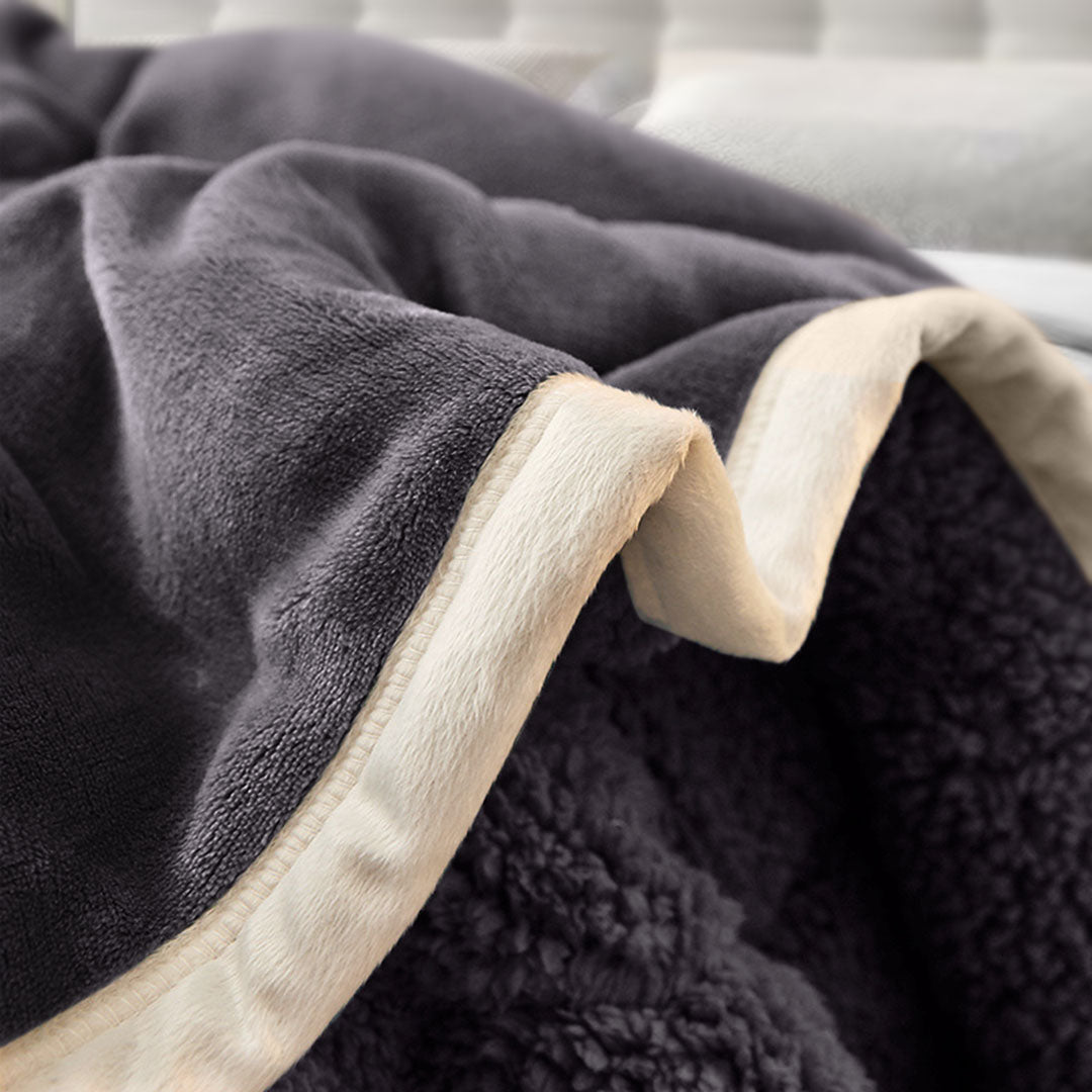 SOGA 2X Dark Grey Throw Blanket Warm Cozy Double Sided Thick Flannel Coverlet Fleece Bed Sofa Comforter - Cafe Supply