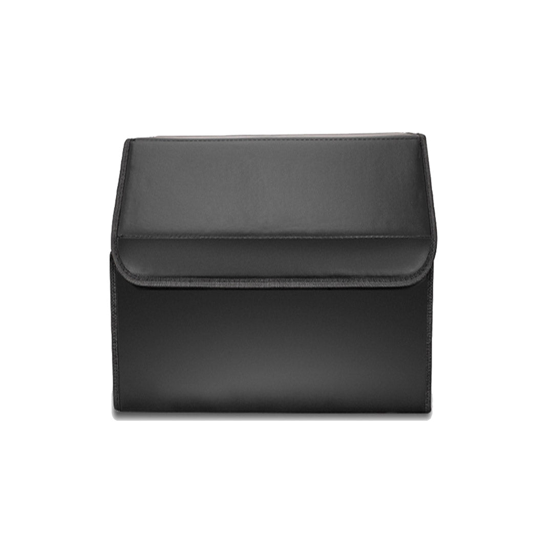 SOGA 2X Leather Car Boot Collapsible Foldable Trunk Cargo Organizer Portable Storage Box Black Small - Cafe Supply