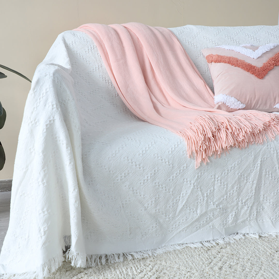 SOGA 2X Pink Acrylic Knitted Throw Blanket Solid Fringed Warm Cozy Woven Cover Couch Bed Sofa Home Decor - Cafe Supply