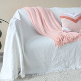 SOGA 2X Pink Acrylic Knitted Throw Blanket Solid Fringed Warm Cozy Woven Cover Couch Bed Sofa Home Decor - Cafe Supply