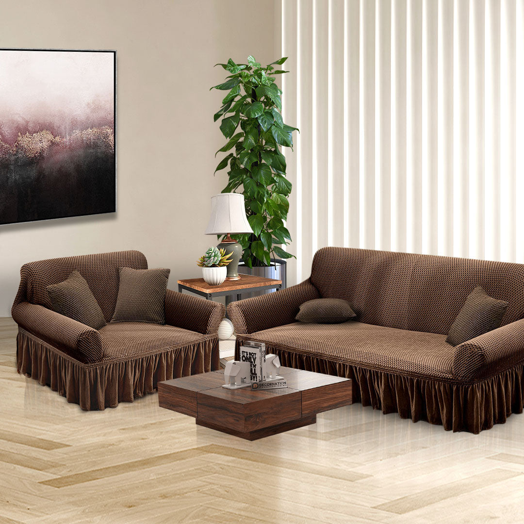 SOGA 2-Seater Coffee Sofa Cover with Ruffled Skirt Couch Protector High Stretch Lounge Slipcover Home Decor - Cafe Supply