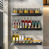 SOGA 42cm Black Wall-Mounted Rectangular Kitchen Spice Storage Organiser Space Saving Condiments Shelf Rack - Cafe Supply