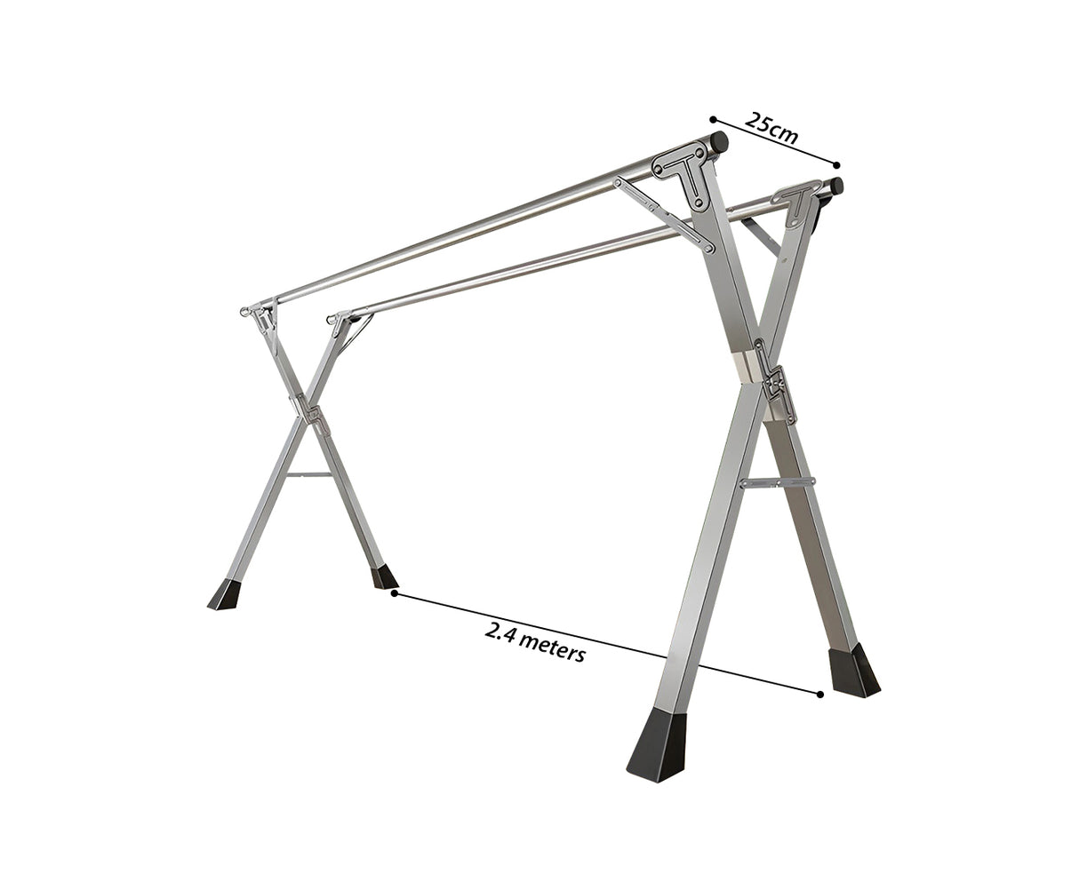 SOGA 2.4m Portable Standing Clothes Drying Rack Foldable Space-Saving Laundry Holder Indoor Outdoor - Cafe Supply