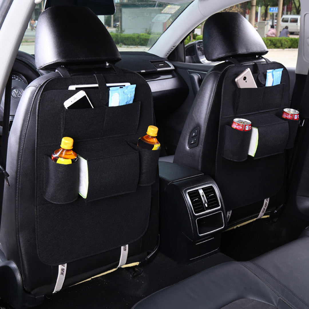 SOGA 2X  PVC Leather Car Back Seat Storage Bag Multi-Pocket Organizer Backseat and iPad Mini Holder Black - Cafe Supply