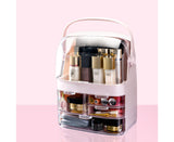 SOGA 2X 3 Tier Pink Countertop Makeup Cosmetic Storage Organiser Skincare Holder Jewelry Storage Box with Handle - Cafe Supply