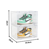 SOGA 2X 2 Tier Transparent Portable Shoe Organiser Sneaker Footwear Folding Plastic Bin Stackable Storage Box with Magnetic Door - Cafe Supply