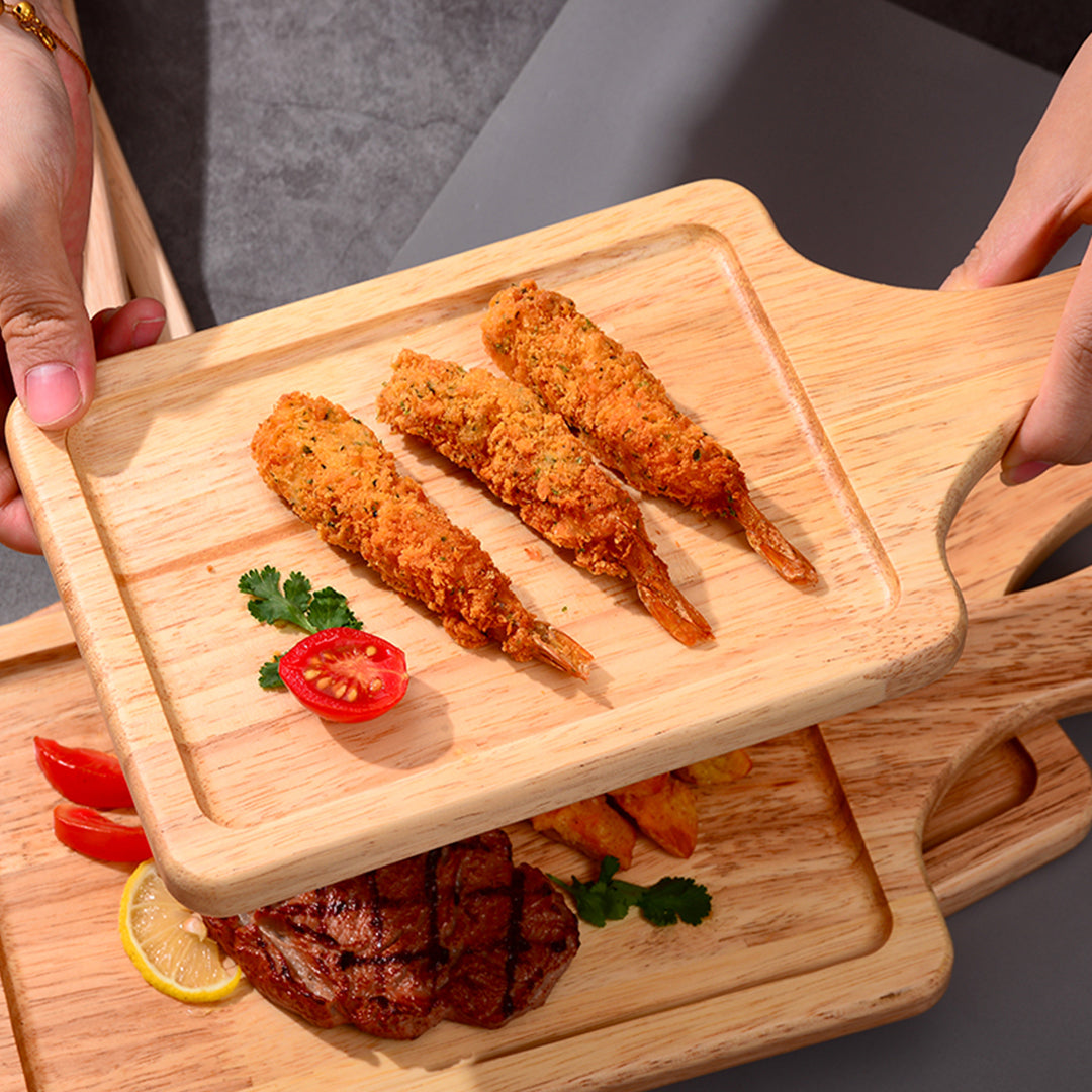 SOGA 2X 30cm Rectangle Premium Wooden Oak Food Serving Tray Charcuterie Board Paddle Home Decor - Cafe Supply