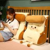 SOGA 2X Smiley Face Toast Bread Wedge Cushion Stuffed Plush Cartoon Back Support Pillow Home Decor - Cafe Supply