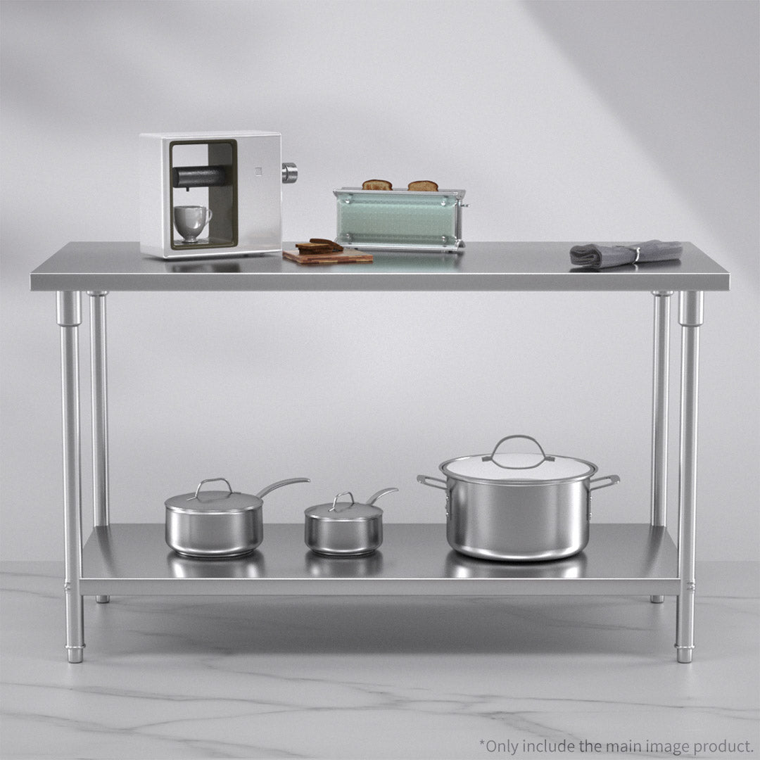SOGA 150*70*85cm Commercial Catering Kitchen Stainless Steel Prep Work Bench